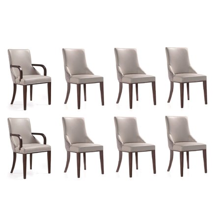 MANHATTAN COMFORT Shubert 8-Piece Faux Leather and Velvet Dining Chair Set in Light Grey 8-DC055AR-LG